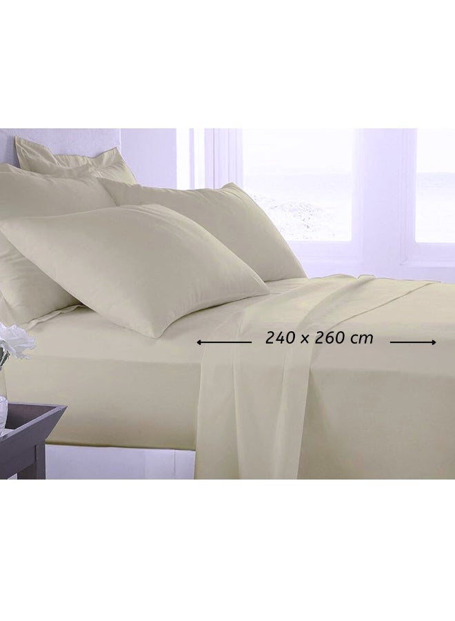 طقم ملاءات سرير فاخر مريح بلون بيج كريمي (5 قطع) - 240 × 260 سم - Image 1